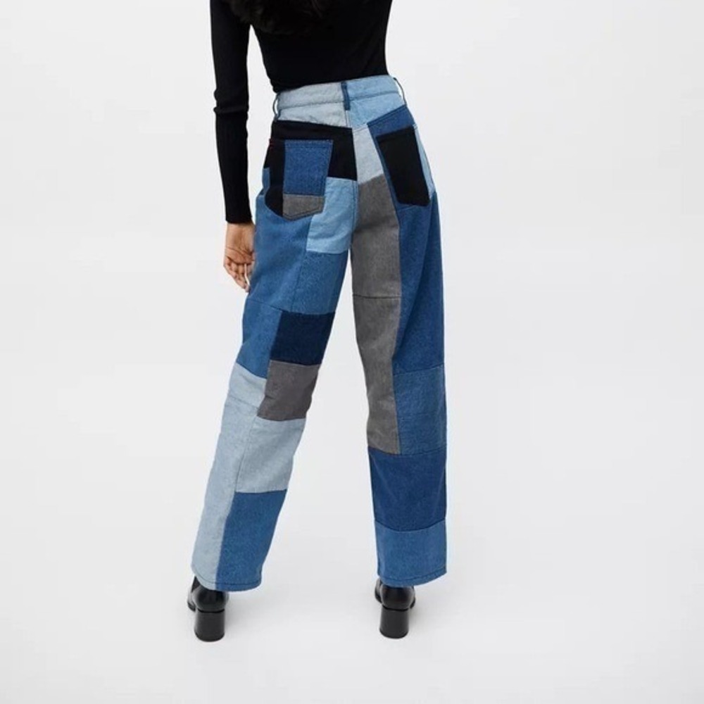 Urban Outfitters BDG Patchwork Embroidered High Waist Baggy Jeans Artsy Size 27 - Picture 2 of 5